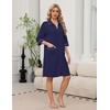 image:imageEkouaer Zipper Robes for Women 34 Sleeve Housecoats with Pockets  House coats for women Soft Lightweight Bathrobe Turn Down Neck Contrast Piping Home Daily Wear TravelNavy Blue