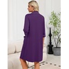 image:imageEkouaer Zipper Robes for Women 34 Sleeve Housecoats with Pockets  House coats for women Soft Lightweight Bathrobe Turn Down Neck Contrast Piping Home Daily Wear TravelPurple