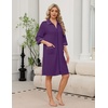 image:imageEkouaer Zipper Robes for Women 34 Sleeve Housecoats with Pockets  House coats for women Soft Lightweight Bathrobe Turn Down Neck Contrast Piping Home Daily Wear TravelPurple