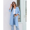 image:imageEkouaer Zipper Robes for Women 34 Sleeve Housecoats with Pockets  House coats for women Soft Lightweight Bathrobe Turn Down Neck Contrast Piping Home Daily Wear TravelLight Blue