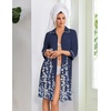 image:imageEkouaer Zipper Robes for Women 34 Sleeve Housecoats with Pockets  House coats for women Soft Lightweight Bathrobe Turn Down Neck Contrast Piping Home Daily Wear TravelBlue Floral