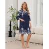 image:imageEkouaer Zipper Robes for Women 34 Sleeve Housecoats with Pockets  House coats for women Soft Lightweight Bathrobe Turn Down Neck Contrast Piping Home Daily Wear TravelNavy Blue Flower