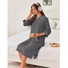 image:imageEkouaer Zipper Robes for Women 34 Sleeve Housecoats with Pockets  House coats for women Soft Lightweight Bathrobe Turn Down Neck Contrast Piping Home Daily Wear TravelDark Grey