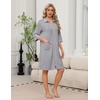 image:imageEkouaer Zipper Robes for Women 34 Sleeve Housecoats with Pockets  House coats for women Soft Lightweight Bathrobe Turn Down Neck Contrast Piping Home Daily Wear TravelLight Grey