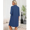 image:imageEkouaer Zipper Robes for Women 34 Sleeve Housecoats with Pockets  House coats for women Soft Lightweight Bathrobe Turn Down Neck Contrast Piping Home Daily Wear TravelNavy