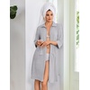 image:imageEkouaer Zipper Robes for Women 34 Sleeve Housecoats with Pockets  House coats for women Soft Lightweight Bathrobe Turn Down Neck Contrast Piping Home Daily Wear TravelLight Grey