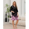image:imageEkouaer Zipper Robes for Women 34 Sleeve Housecoats with Pockets  House coats for women Soft Lightweight Bathrobe Turn Down Neck Contrast Piping Home Daily Wear TravelCherry Blossoms