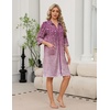 image:imageEkouaer Zipper Robes for Women 34 Sleeve Housecoats with Pockets  House coats for women Soft Lightweight Bathrobe Turn Down Neck Contrast Piping Home Daily Wear TravelPurple Leaves