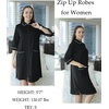 image:imageEkouaer Zipper Robes for Women 34 Sleeve Housecoats with Pockets  House coats for women Soft Lightweight Bathrobe Turn Down Neck Contrast Piping Home Daily Wear TravelBlack