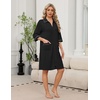 image:imageEkouaer Zipper Robes for Women 34 Sleeve Housecoats with Pockets  House coats for women Soft Lightweight Bathrobe Turn Down Neck Contrast Piping Home Daily Wear TravelBlack