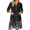 image:imageEkouaer Zipper Robes for Women 34 Sleeve Housecoats with Pockets  House coats for women Soft Lightweight Bathrobe Turn Down Neck Contrast Piping Home Daily Wear TravelButterfly Flowers1