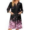 image:imageEkouaer Zipper Robes for Women 34 Sleeve Housecoats with Pockets  House coats for women Soft Lightweight Bathrobe Turn Down Neck Contrast Piping Home Daily Wear TravelCherry Blossoms