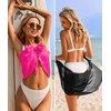 image:imageEkouaer 2 Pcs Sarong Chiffon Beach Wrap Skirt Swimsuit Coverups for Women  Sheer Bikini Swimsuit Cover UpsBikini Beach DressFront SlitsFlowy and Swing LengthBlackFluorescent Rose Red