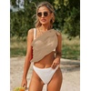 image:imageEkouaer 2 Pcs Sarong Chiffon Beach Wrap Skirt Swimsuit Coverups for Women  Sheer Bikini Swimsuit Cover UpsBikini Beach DressFront SlitsFlowy and Swing LengthWhiteKhaki