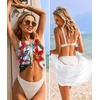 image:imageEkouaer 2 Pcs Sarong Chiffon Beach Wrap Skirt Swimsuit Coverups for Women  Sheer Bikini Swimsuit Cover UpsBikini Beach DressFront SlitsFlowy and Swing LengthWhiteBlue Tropical Plant Leopard