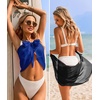 image:imageEkouaer 2 Pcs Sarong Chiffon Beach Wrap Skirt Swimsuit Coverups for Women  Sheer Bikini Swimsuit Cover UpsBikini Beach DressFront SlitsFlowy and Swing LengthBlackBlue