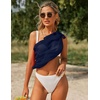 image:imageEkouaer 2 Pcs Sarong Chiffon Beach Wrap Skirt Swimsuit Coverups for Women  Sheer Bikini Swimsuit Cover UpsBikini Beach DressFront SlitsFlowy and Swing LengthNavy BlueWhite