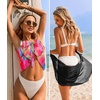 image:imageEkouaer 2 Pcs Sarong Chiffon Beach Wrap Skirt Swimsuit Coverups for Women  Sheer Bikini Swimsuit Cover UpsBikini Beach DressFront SlitsFlowy and Swing LengthBlackPink Yellow Art Stripe