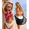 image:imageEkouaer 2 Pcs Sarong Chiffon Beach Wrap Skirt Swimsuit Coverups for Women  Sheer Bikini Swimsuit Cover UpsBikini Beach DressFront SlitsFlowy and Swing LengthBlackRed Background Black Coconut Tree