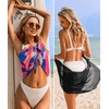 image:imageEkouaer 2 Pcs Sarong Chiffon Beach Wrap Skirt Swimsuit Coverups for Women  Sheer Bikini Swimsuit Cover UpsBikini Beach DressFront SlitsFlowy and Swing LengthBlackPink Blue Art Stripe