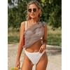 image:imageEkouaer 2 Pcs Sarong Chiffon Beach Wrap Skirt Swimsuit Coverups for Women  Sheer Bikini Swimsuit Cover UpsBikini Beach DressFront SlitsFlowy and Swing LengthBlackKhaki