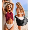 image:imageEkouaer 2 Pcs Sarong Chiffon Beach Wrap Skirt Swimsuit Coverups for Women  Sheer Bikini Swimsuit Cover UpsBikini Beach DressFront SlitsFlowy and Swing LengthBlackwine Red
