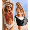 image:imageEkouaer 2 Pcs Sarong Chiffon Beach Wrap Skirt Swimsuit Coverups for Women  Sheer Bikini Swimsuit Cover UpsBikini Beach DressFront SlitsFlowy and Swing LengthBlackBrown