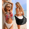 image:imageEkouaer 2 Pcs Sarong Chiffon Beach Wrap Skirt Swimsuit Coverups for Women  Sheer Bikini Swimsuit Cover UpsBikini Beach DressFront SlitsFlowy and Swing LengthBlackPink Tropical Plant Leopard