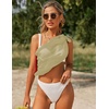 image:imageEkouaer 2 Pcs Sarong Chiffon Beach Wrap Skirt Swimsuit Coverups for Women  Sheer Bikini Swimsuit Cover UpsBikini Beach DressFront SlitsFlowy and Swing LengthBlackLight Khaki