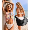 image:imageEkouaer 2 Pcs Sarong Chiffon Beach Wrap Skirt Swimsuit Coverups for Women  Sheer Bikini Swimsuit Cover UpsBikini Beach DressFront SlitsFlowy and Swing LengthBlackPink Orange Print