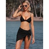 image:imageEkouaer 2 Pcs Sarong Chiffon Beach Wrap Skirt Swimsuit Coverups for Women  Sheer Bikini Swimsuit Cover UpsBikini Beach DressFront SlitsFlowy and Swing LengthBlackblue Print