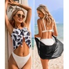 image:imageEkouaer 2 Pcs Sarong Chiffon Beach Wrap Skirt Swimsuit Coverups for Women  Sheer Bikini Swimsuit Cover UpsBikini Beach DressFront SlitsFlowy and Swing LengthBlackWhite Background Black Leaves