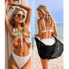 image:imageEkouaer 2 Pcs Sarong Chiffon Beach Wrap Skirt Swimsuit Coverups for Women  Sheer Bikini Swimsuit Cover UpsBikini Beach DressFront SlitsFlowy and Swing LengthBlackAbstract Strawberry