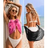 image:imageEkouaer 2 Pcs Sarong Chiffon Beach Wrap Skirt Swimsuit Coverups for Women  Sheer Bikini Swimsuit Cover UpsBikini Beach DressFront SlitsFlowy and Swing LengthBlackGradient Hot Pink