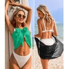 image:imageEkouaer 2 Pcs Sarong Chiffon Beach Wrap Skirt Swimsuit Coverups for Women  Sheer Bikini Swimsuit Cover UpsBikini Beach DressFront SlitsFlowy and Swing LengthBlackAqua Green