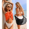 image:imageEkouaer 2 Pcs Sarong Chiffon Beach Wrap Skirt Swimsuit Coverups for Women  Sheer Bikini Swimsuit Cover UpsBikini Beach DressFront SlitsFlowy and Swing LengthBlack Fluorescent Orange