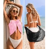 image:imageEkouaer 2 Pcs Sarong Chiffon Beach Wrap Skirt Swimsuit Coverups for Women  Sheer Bikini Swimsuit Cover UpsBikini Beach DressFront SlitsFlowy and Swing LengthBlackPink
