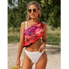 image:imageEkouaer 2 Pcs Sarong Chiffon Beach Wrap Skirt Swimsuit Coverups for Women  Sheer Bikini Swimsuit Cover UpsBikini Beach DressFront SlitsFlowy and Swing LengthBlackRed Background Black Coconut Tree