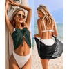 image:imageEkouaer 2 Pcs Sarong Chiffon Beach Wrap Skirt Swimsuit Coverups for Women  Sheer Bikini Swimsuit Cover UpsBikini Beach DressFront SlitsFlowy and Swing LengthBlackDark Green