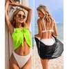 image:imageEkouaer 2 Pcs Sarong Chiffon Beach Wrap Skirt Swimsuit Coverups for Women  Sheer Bikini Swimsuit Cover UpsBikini Beach DressFront SlitsFlowy and Swing LengthBlackFluorescent Green
