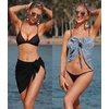 image:imageEkouaer 2 Pcs Sarong Chiffon Beach Wrap Skirt Swimsuit Coverups for Women  Sheer Bikini Swimsuit Cover UpsBikini Beach DressFront SlitsFlowy and Swing LengthBlackblue Print