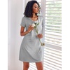 image:imageEkouaer 3 Pack Nightgowns for Women Short Sleeve Sleepshirt Night Shirts  Button Down Nightshirts Soft Pajama Dress Casual Sleepwear VNeck Sleep Dress Night Gowns for Sleep Home Daily Wear TravelBlackGreyLight Grey Stripe