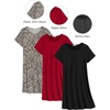 image:imageEkouaer 3 Pack Nightgowns for Women Short Sleeve Sleepshirt Night Shirts  Button Down Nightshirts Soft Pajama Dress Casual Sleepwear VNeck Sleep Dress Night Gowns for Sleep Home Daily Wear TravelBlackWine RedLeopard