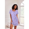 image:imageEkouaer 3 Pack Nightgowns for Women Short Sleeve Sleepshirt Night Shirts  Button Down Nightshirts Soft Pajama Dress Casual Sleepwear VNeck Sleep Dress Night Gowns for Sleep Home Daily Wear TravelBlue StarsPurple StarsPink Floral
