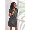 image:imageEkouaer 3 Pack Nightgowns for Women Short Sleeve Sleepshirt Night Shirts  Button Down Nightshirts Soft Pajama Dress Casual Sleepwear VNeck Sleep Dress Night Gowns for Sleep Home Daily Wear TravelBlackBlueGrey
