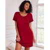 image:imageEkouaer 3 Pack Nightgowns for Women Short Sleeve Sleepshirt Night Shirts  Button Down Nightshirts Soft Pajama Dress Casual Sleepwear VNeck Sleep Dress Night Gowns for Sleep Home Daily Wear TravelBlackWine RedLeopard