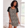 image:imageEkouaer 3 Pack Nightgowns for Women Short Sleeve Sleepshirt Night Shirts  Button Down Nightshirts Soft Pajama Dress Casual Sleepwear VNeck Sleep Dress Night Gowns for Sleep Home Daily Wear TravelNavyLeopard BrownLight Grey Stripe