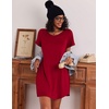 image:imageEkouaer 3 Pack Nightgowns for Women Short Sleeve Sleepshirt Night Shirts  Button Down Nightshirts Soft Pajama Dress Casual Sleepwear VNeck Sleep Dress Night Gowns for Sleep Home Daily Wear TravelBlackWine RedLeopard