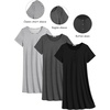 image:imageEkouaer 3 Pack Nightgowns for Women Short Sleeve Sleepshirt Night Shirts  Button Down Nightshirts Soft Pajama Dress Casual Sleepwear VNeck Sleep Dress Night Gowns for Sleep Home Daily Wear TravelBlackGreyLight Grey Stripe