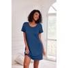 image:imageEkouaer 3 Pack Nightgowns for Women Short Sleeve Sleepshirt Night Shirts  Button Down Nightshirts Soft Pajama Dress Casual Sleepwear VNeck Sleep Dress Night Gowns for Sleep Home Daily Wear TravelBlackBlueGrey